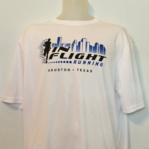 2008-09 In Flight Running - Men's T -  Dry Fit - Htown Skyline - White